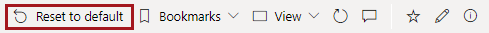 The application toolbar showing the Reset to default option circled in red.