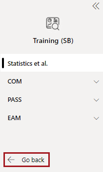 The app navigation pane with Go back circled in red.