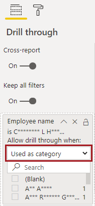 The Used as category option circled in red.