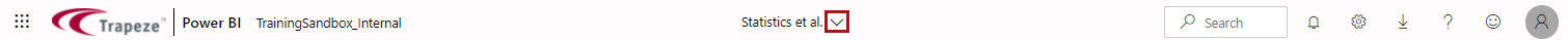 The title bar showing the report name and a downward-facing arrowhead circled in red.
