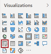 The Visualizations pane with Slicer circled in red.