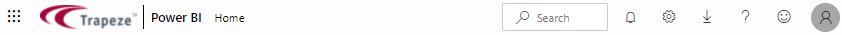 Title bar showing the Trapeze logo, search bar, available menu options, and profile icon.