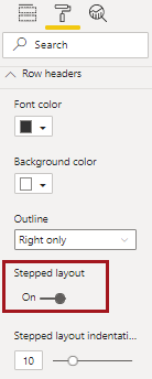 The Stepped layout option circled in red.