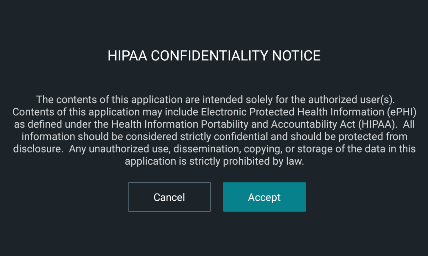 Sample privacy message for HIPAA compliance