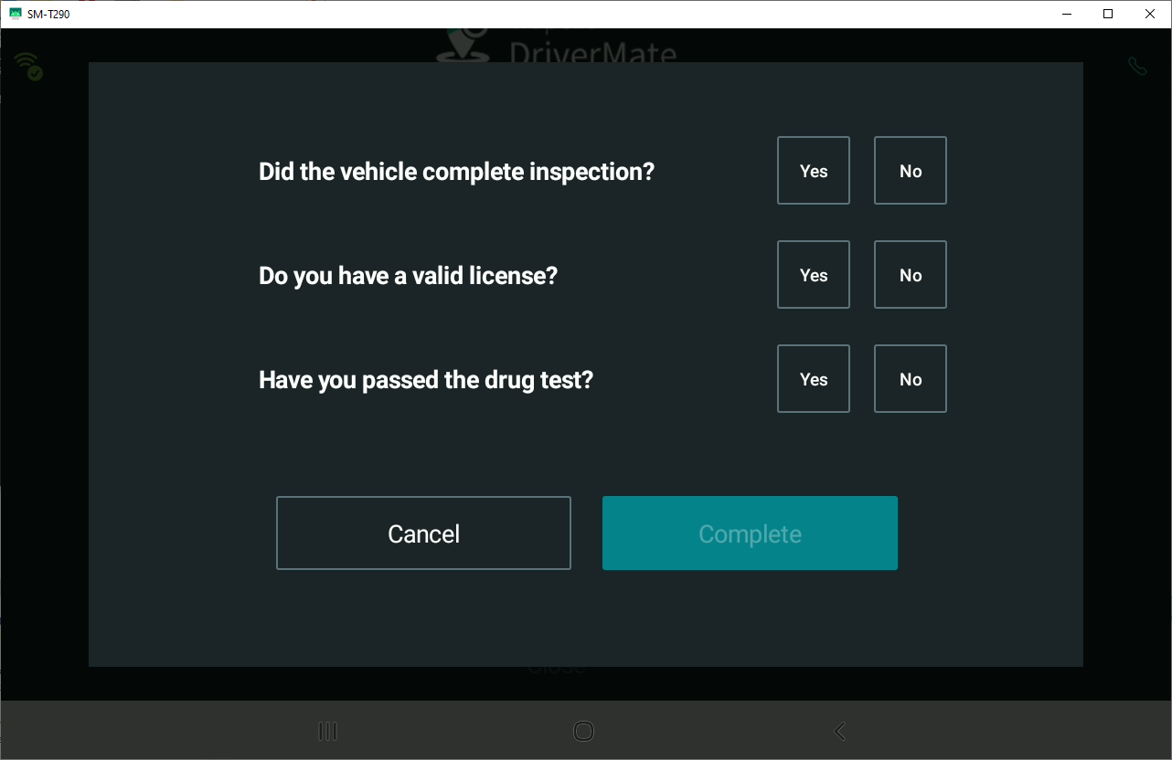 The Check List screen.