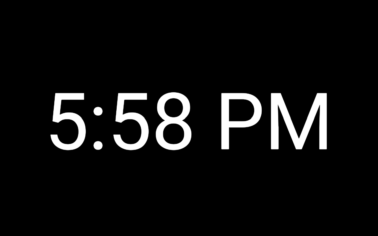Sample time shown while digital clock is running on screen