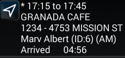 Event Marked Arrived