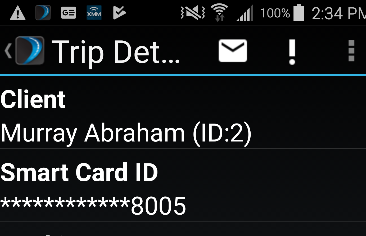Smart Card ID Marked Display in Trip Building Screen