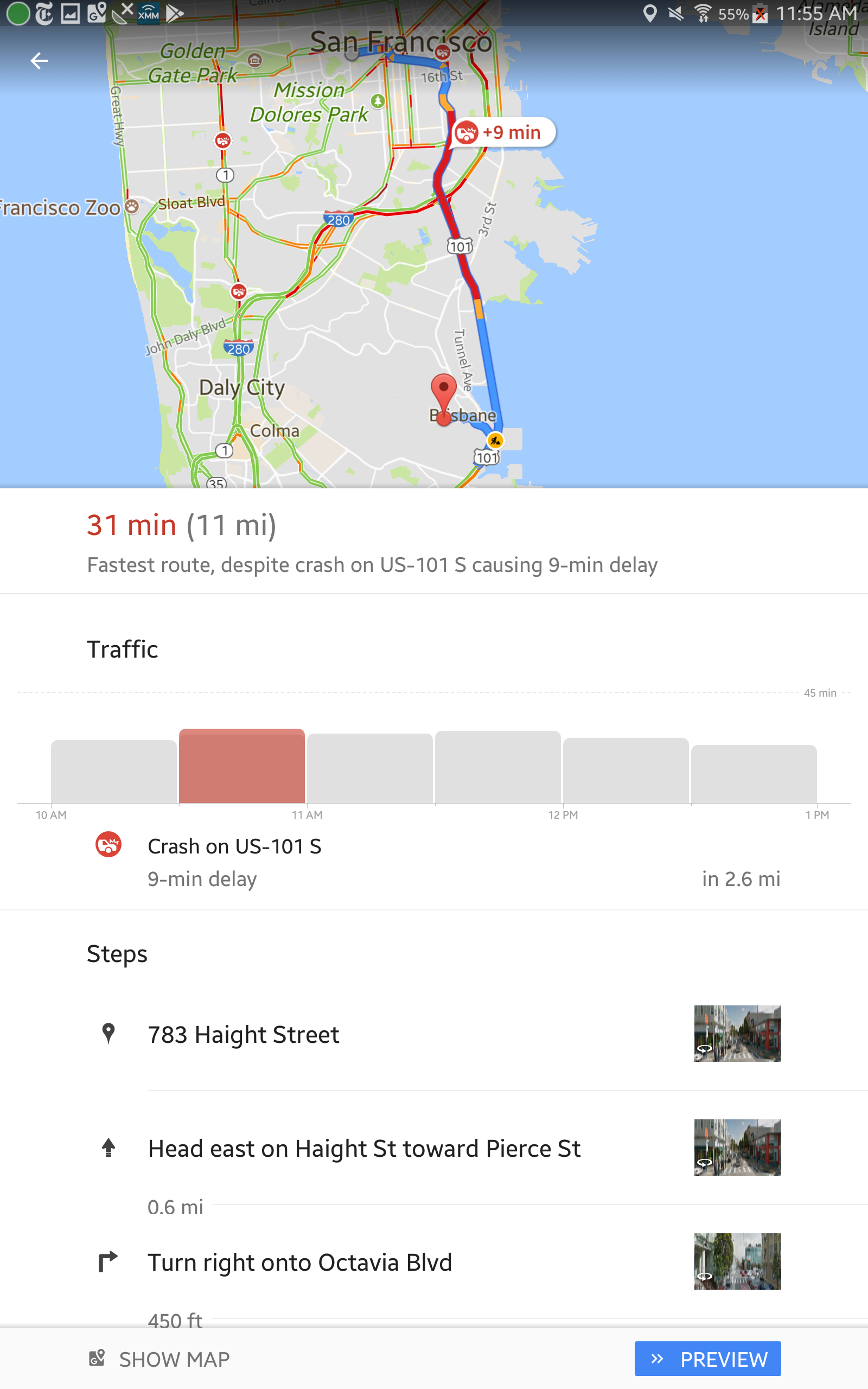 Map with turn by turn directions