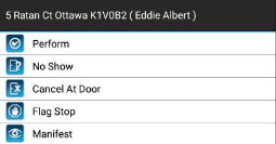 Menu with Cancel option