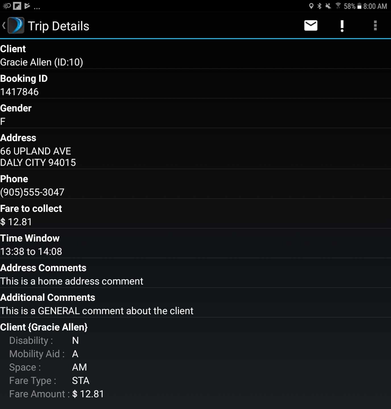 Current Passenger Screen