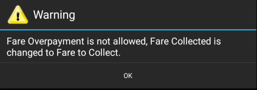 Fare Overpayment warning