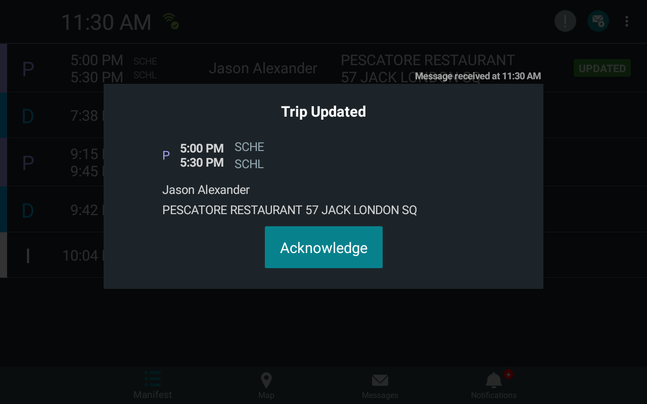 Sample new event notification