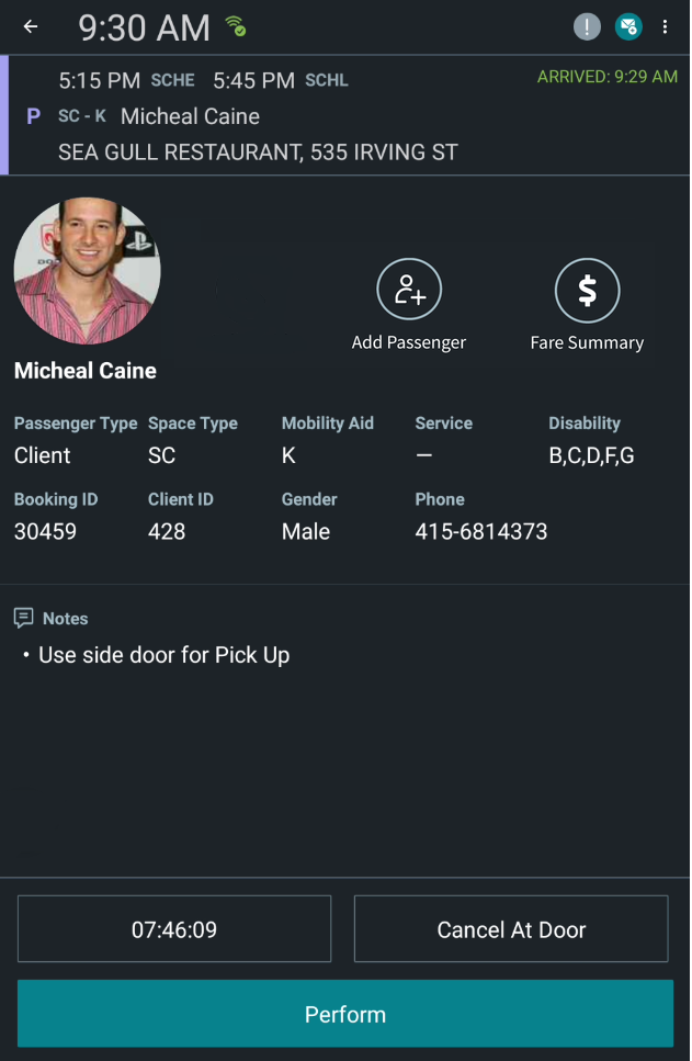 The Trip Details screen in portrait mode.