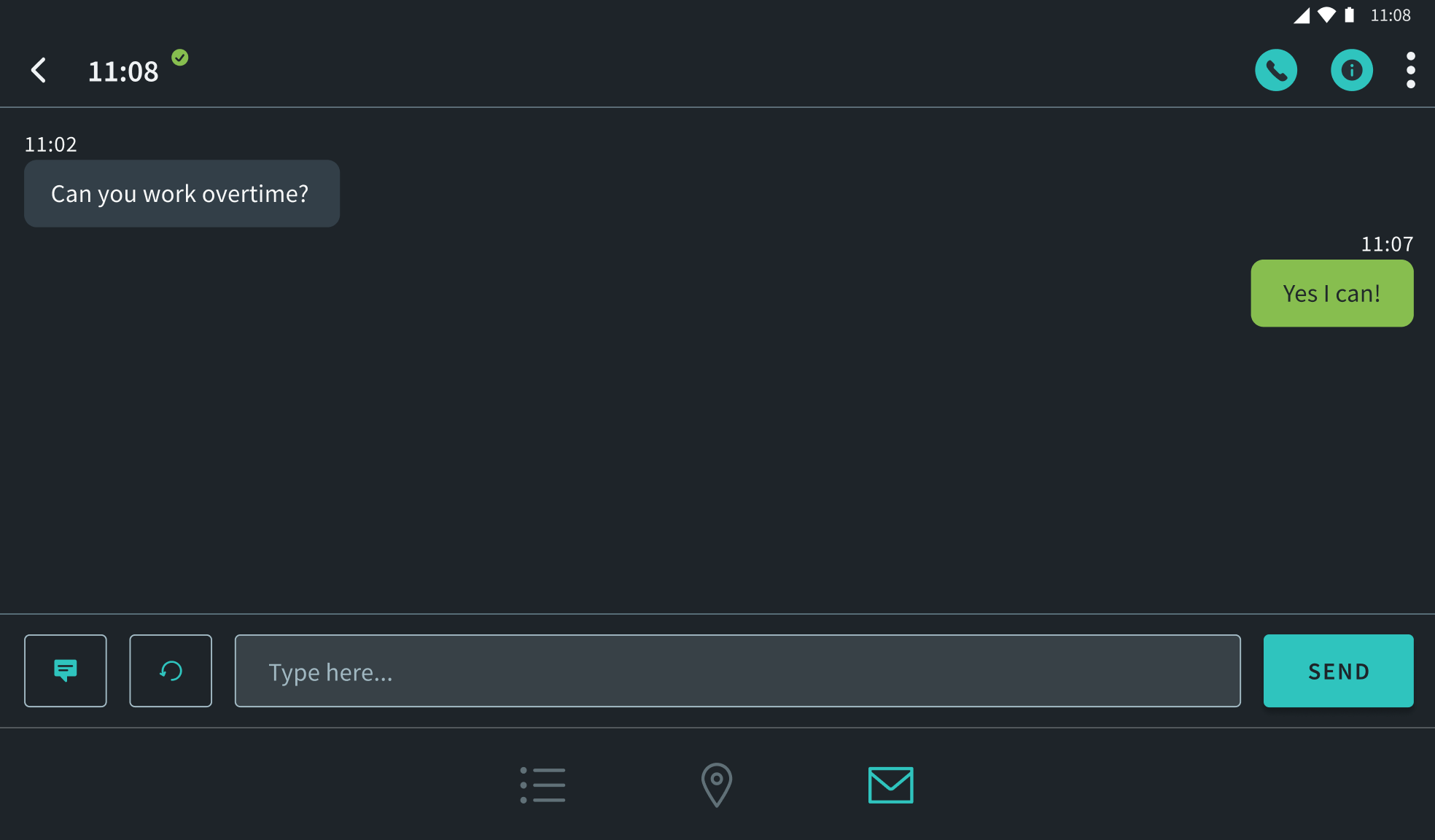 New DriverMateX Message screen user interface redesign