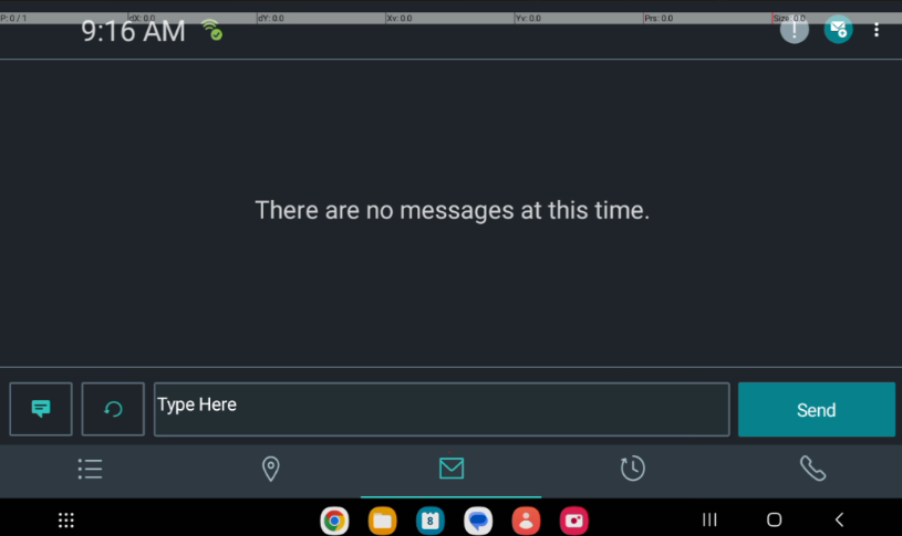 The Messages screen when there are no messages.