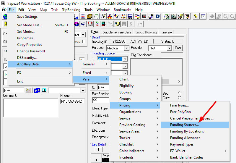 Configuring Funding Sources in the Trapeze4 Workstation