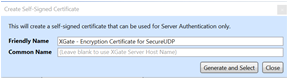 Create SSL CERtificate dialog