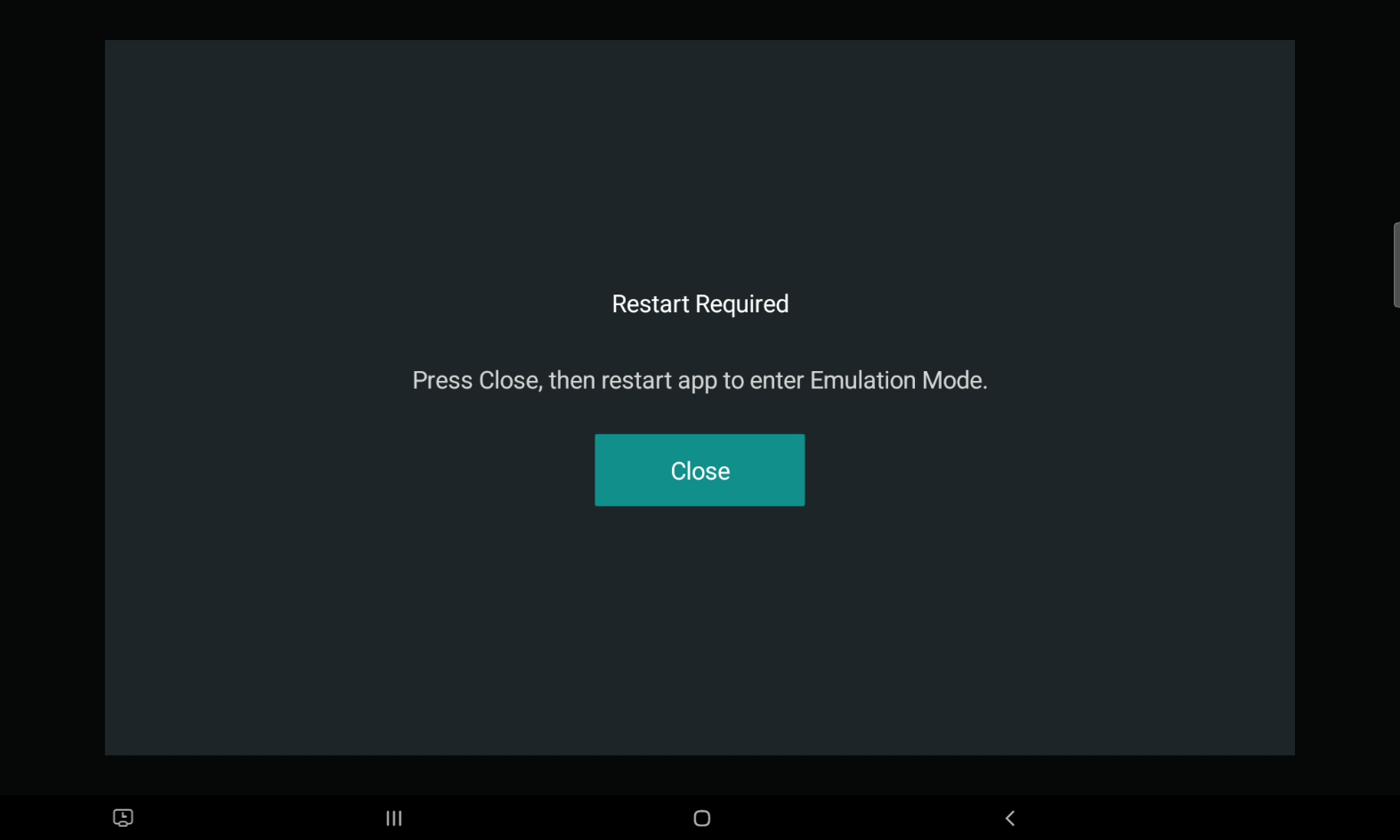 Restart Required pop-up alert
