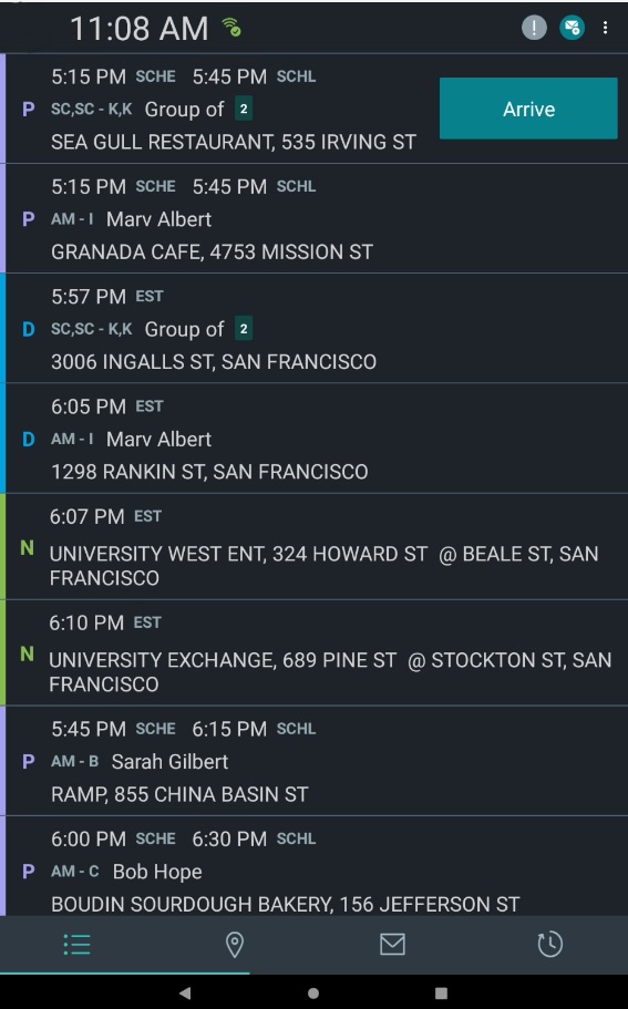 The Manifest screen in portrait mode.