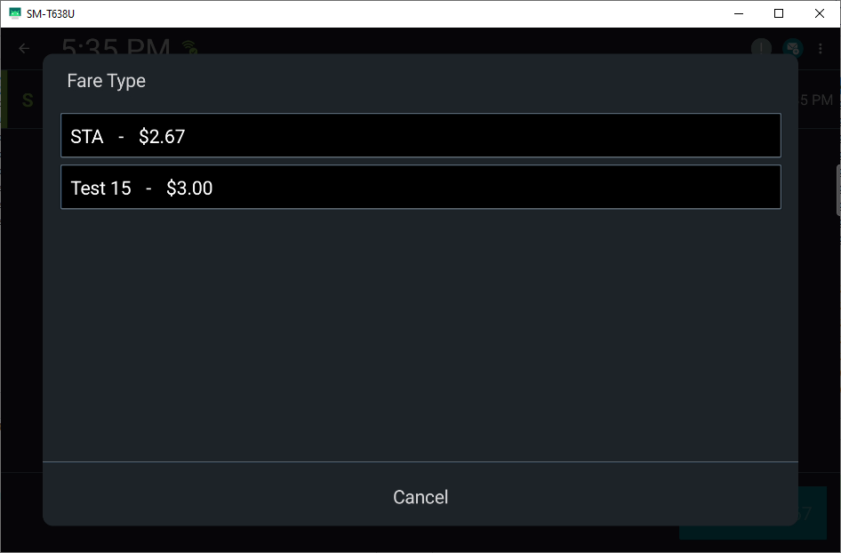 The list of Fare Types