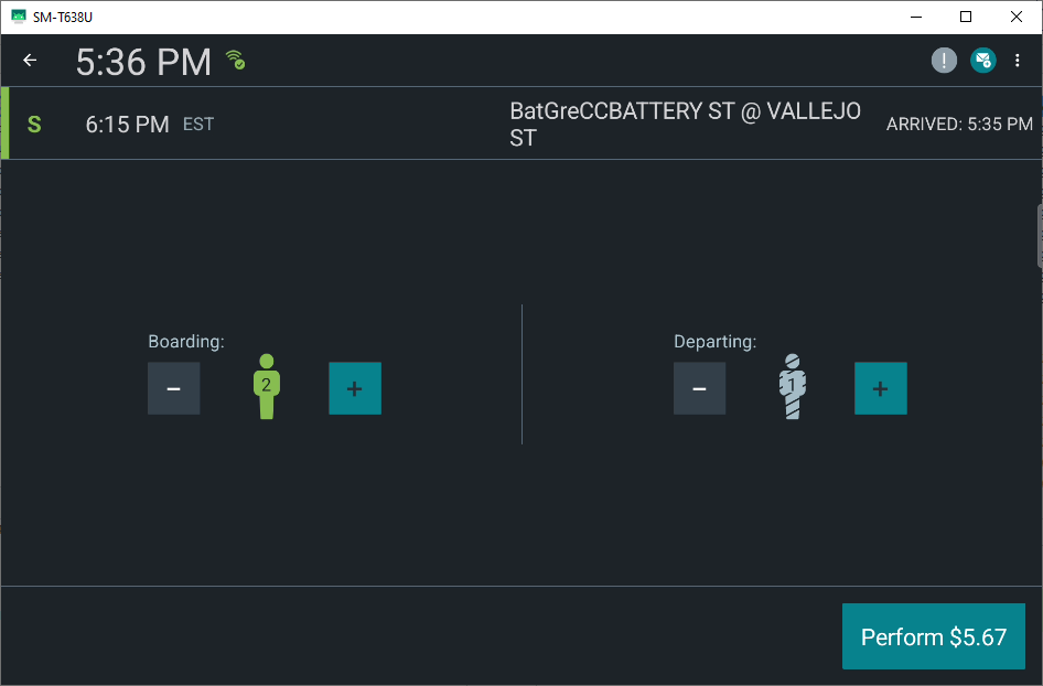 The Perform button in the Flex Stop Summary screen