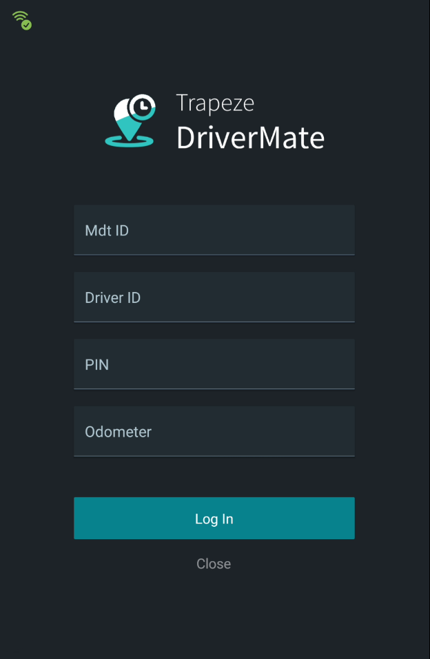 The login screen in portrait mode.