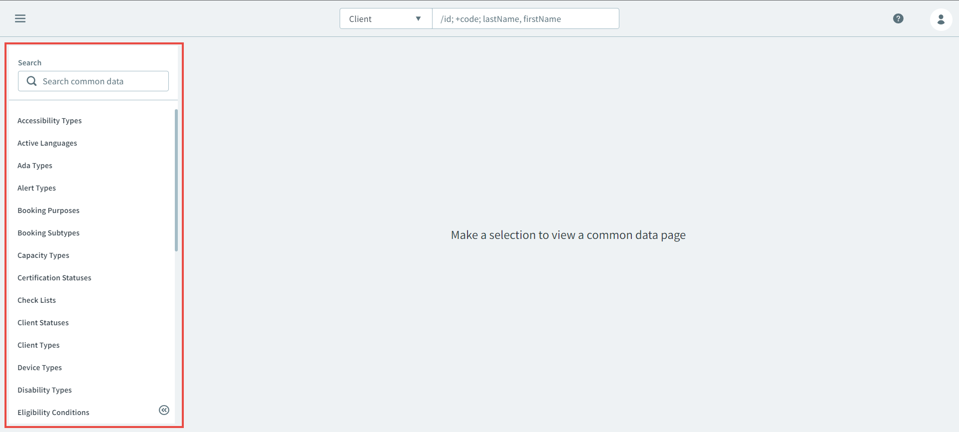 A red rectangle highlighting the search pane in the Ancillary page.