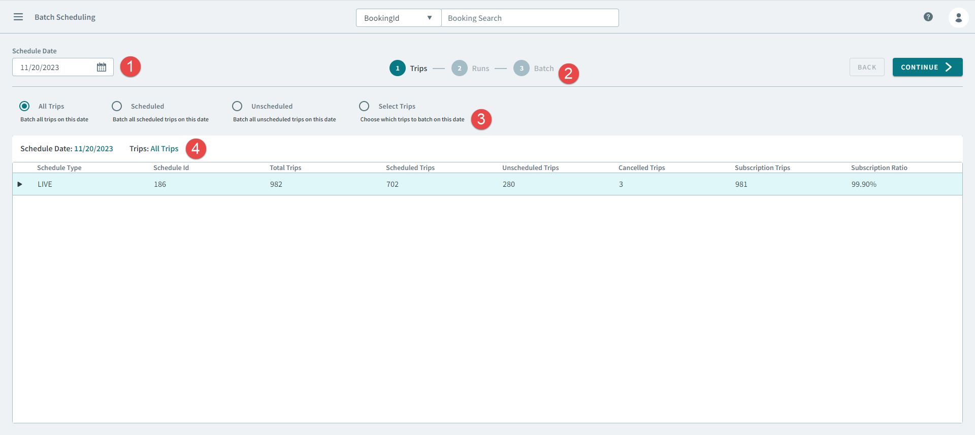 The Batch Scheduling page