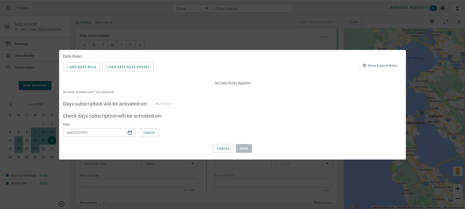 The Add Date Rules dialog