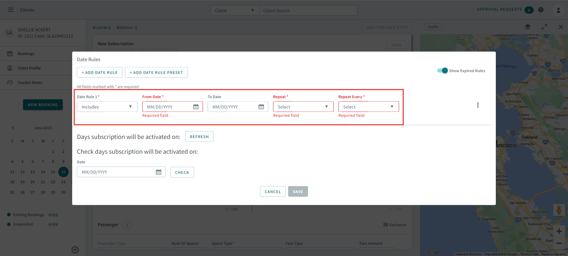 Date Rules 1 is highlighted with a red rectangle in the Add Date Rules dialog box.