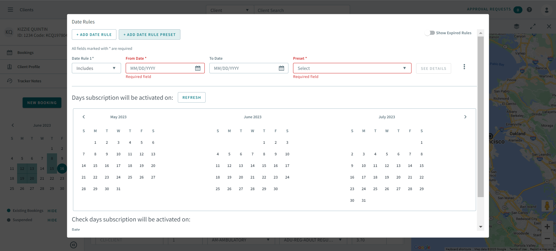 Date Rule 1 highlighted by a red rectangle box inside the Add Date Rules dialog box.