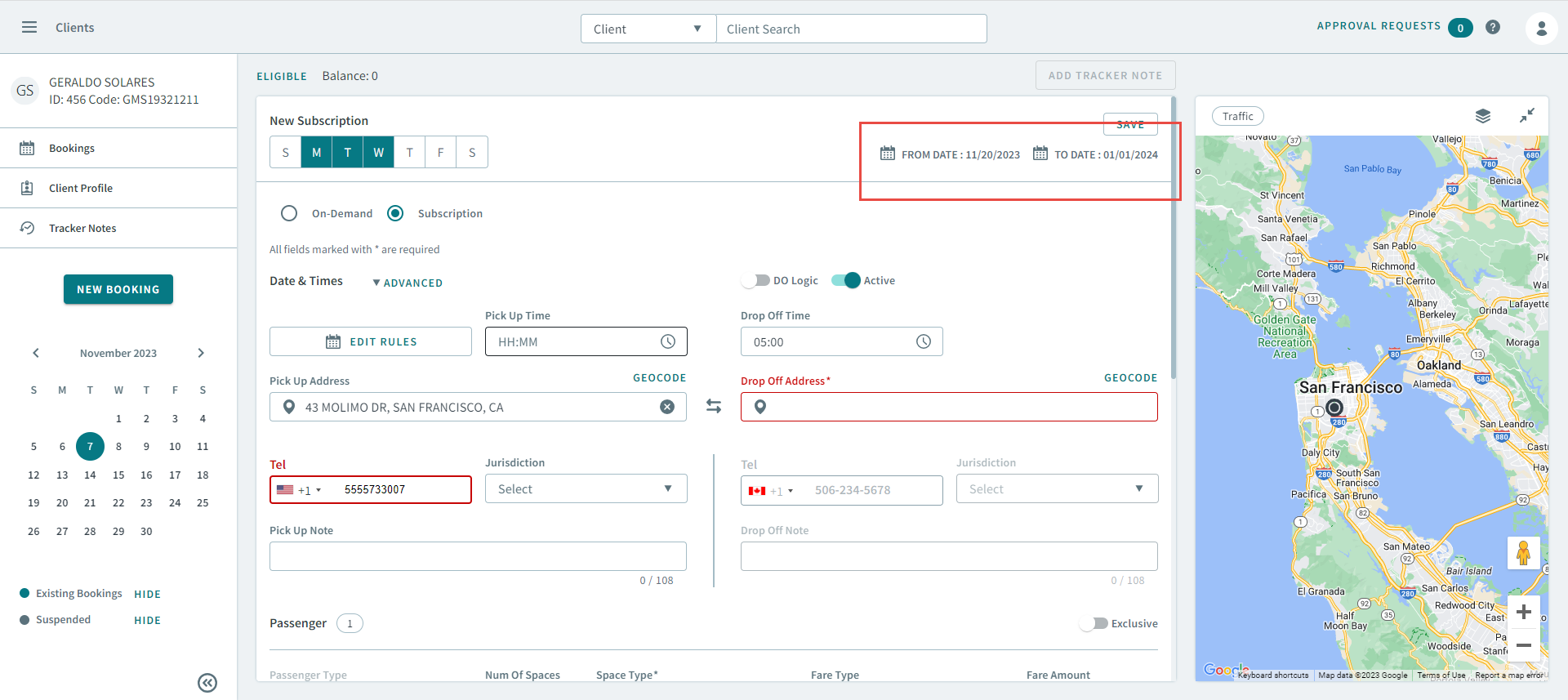 After a Date Rule is created, the dates will appear in the top-right corner of the page.