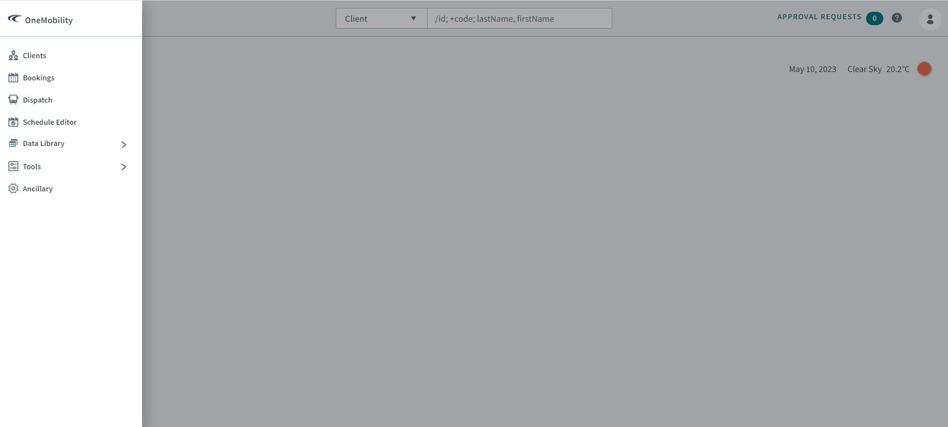 The side navigation menu