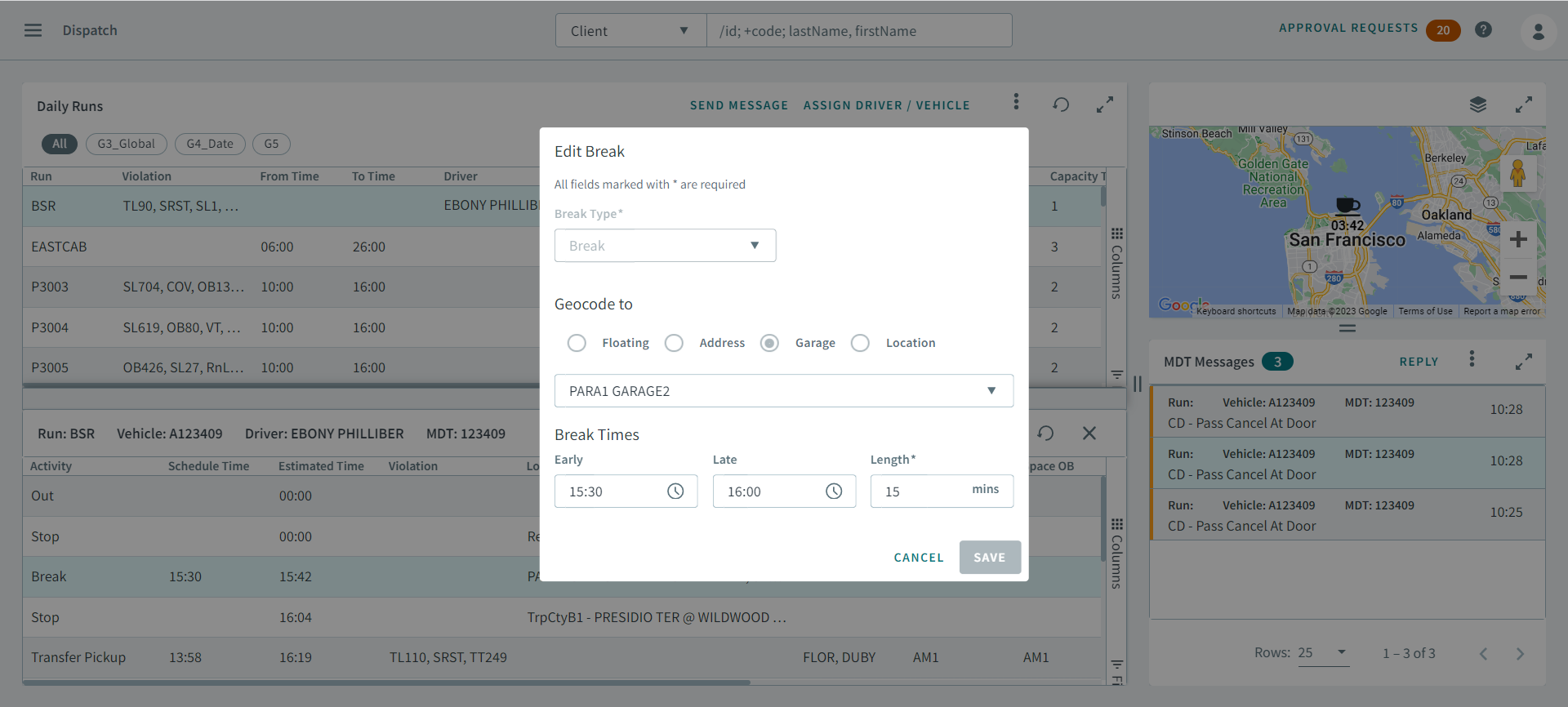 The Edit Break dialog box.