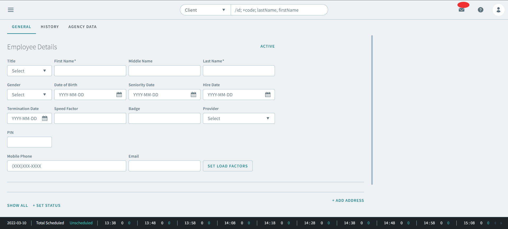 The Add Employee page.