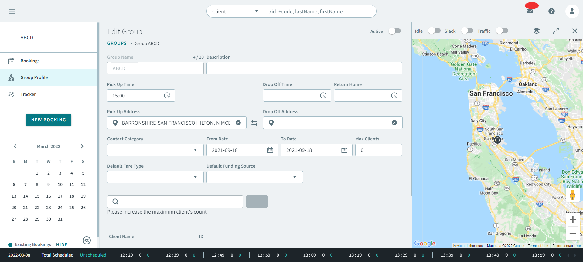 A Group Profile open in the Groups Page.