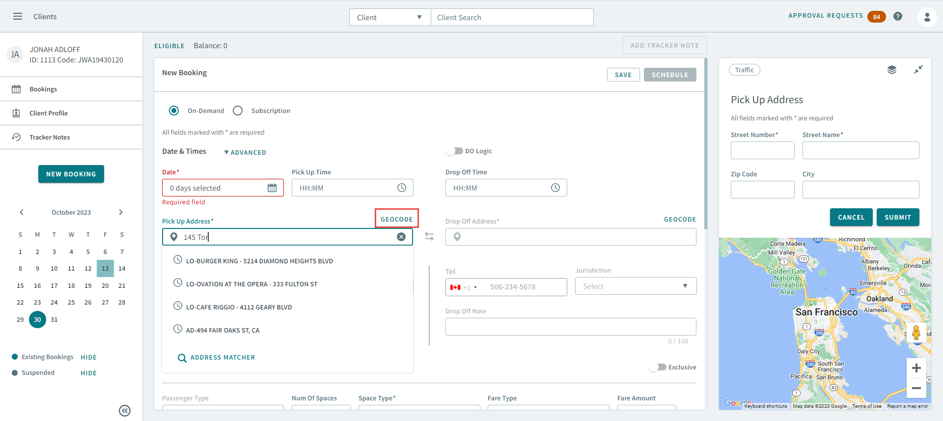 An address that is being geocoded.