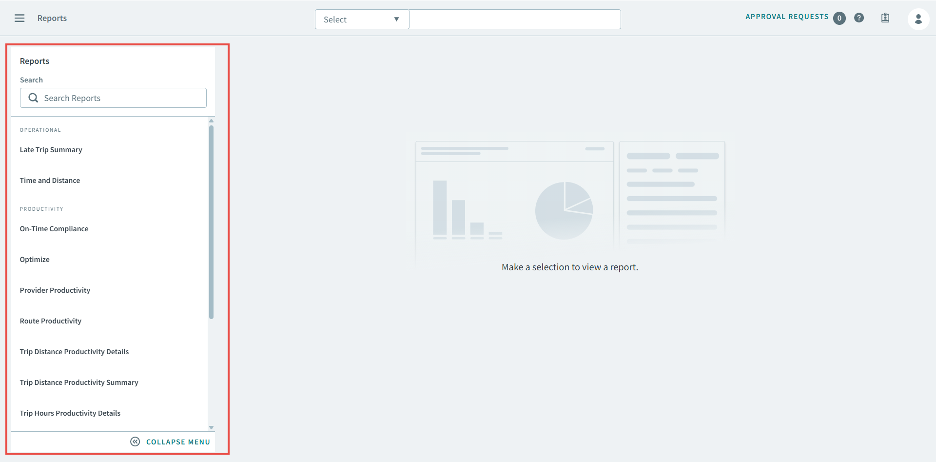 The Reports pane showing out-of-the-box reports.