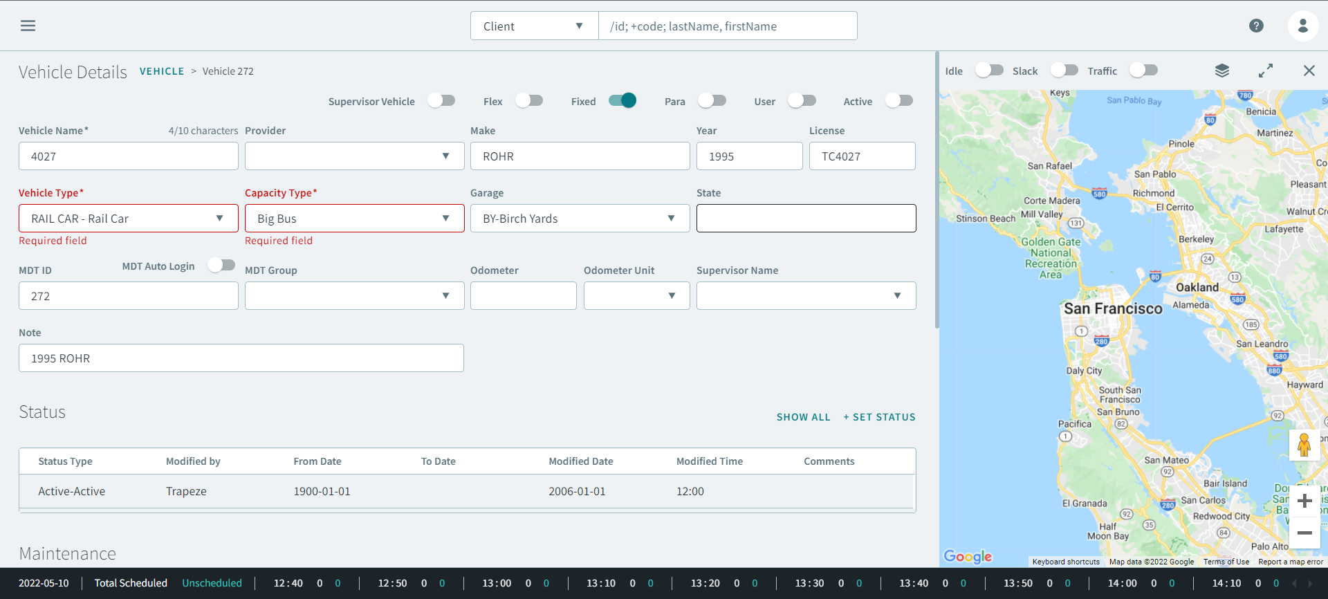 An example of a vehicle profile.