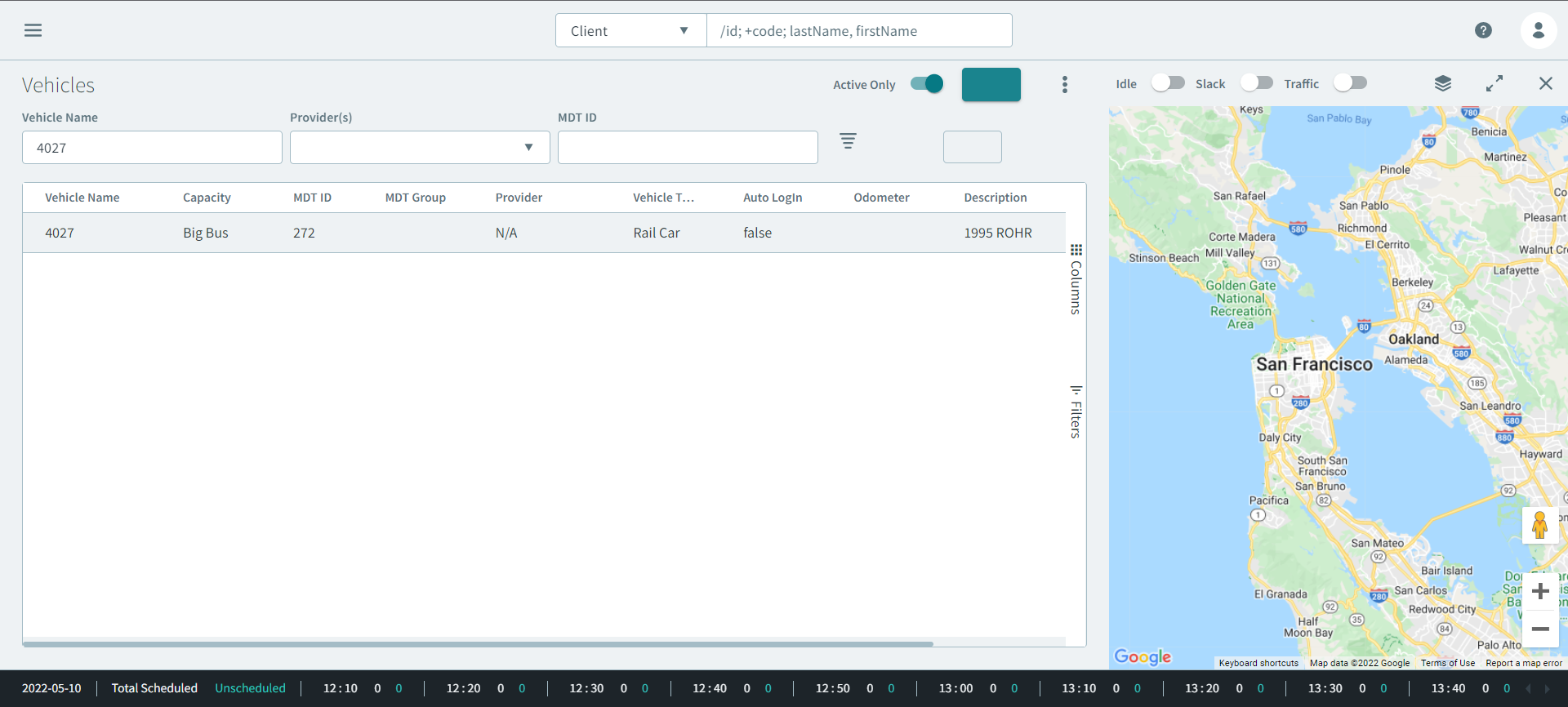 A vehicle result appearing in the Vehicle page.