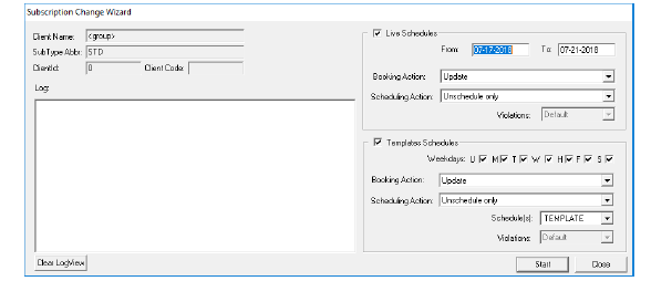 The Subscription Change Wizard in the Pass Workstation