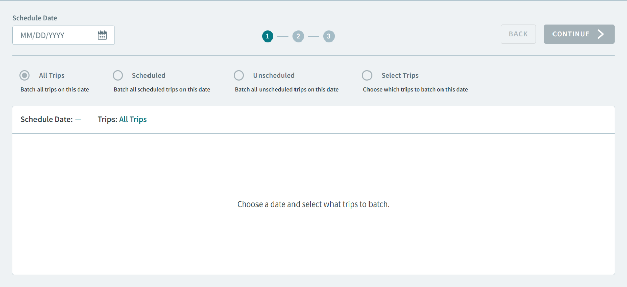 The Batch Scheduling page.