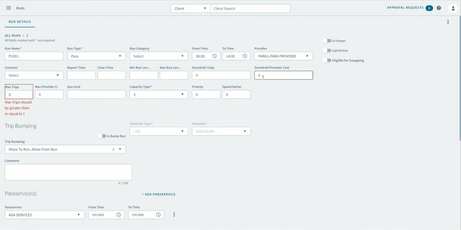 The Runs Details page after the UI updates