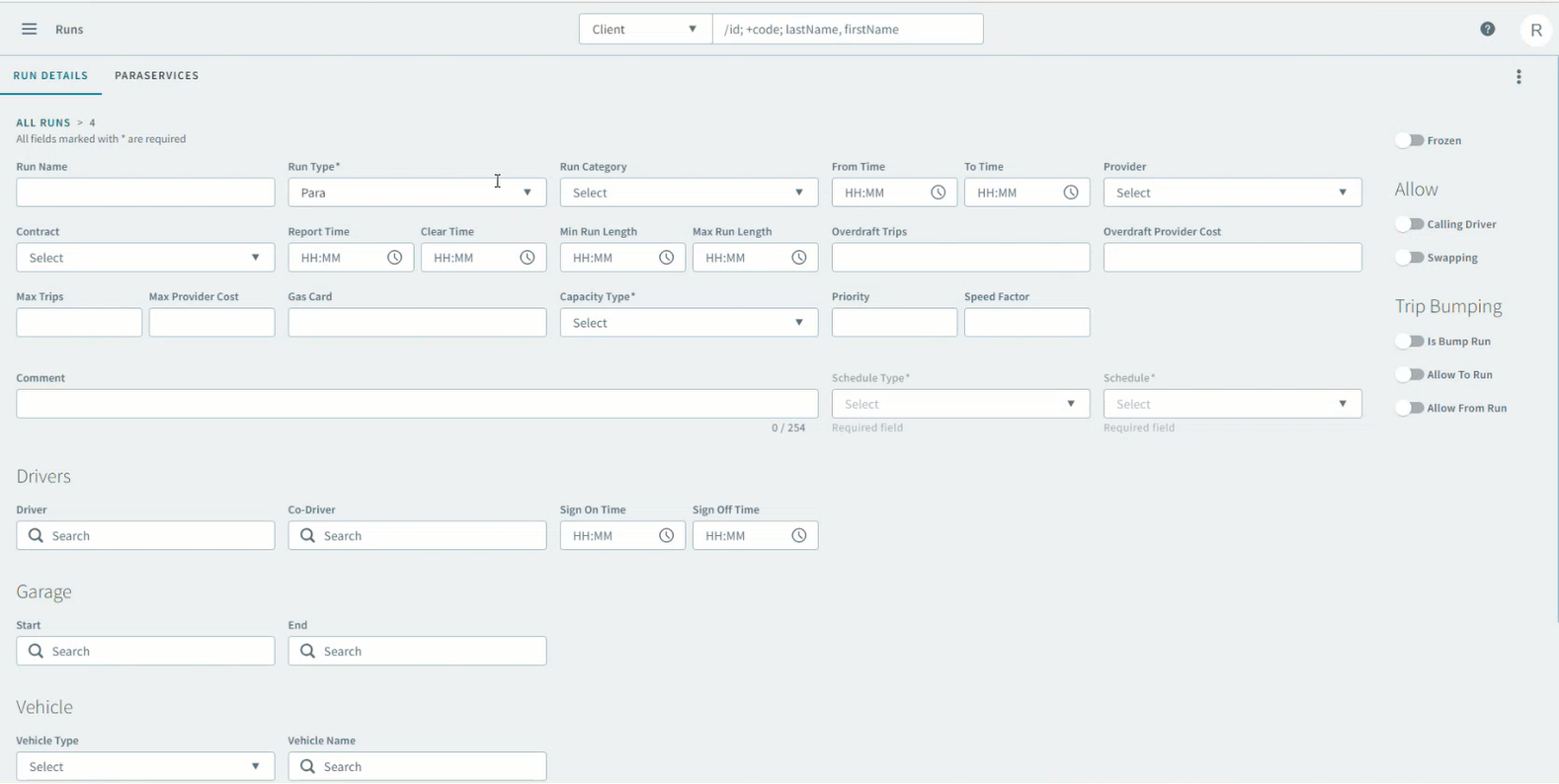 The Runs Details page before the UI updates