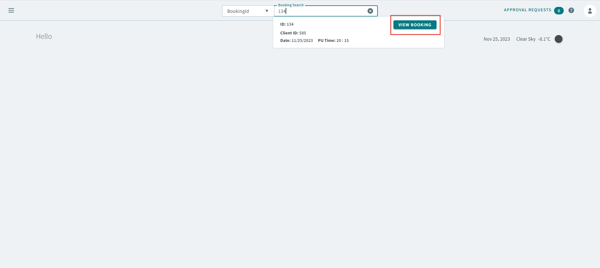 Booking searches after the redesign of the Global Search Bar.