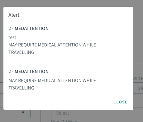 Client Alert pop-up window.