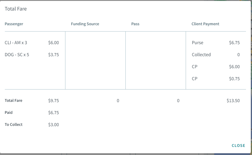 The old design of the Fare Summary dialog box