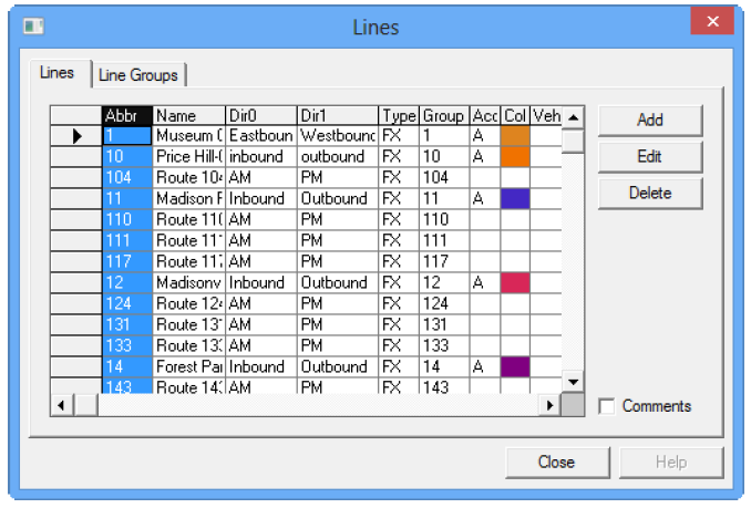 The Lines dialog box.