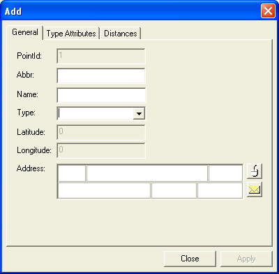 Add dialog box in the Special Points screen